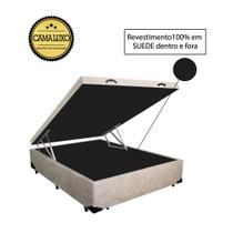 Cama Box Baú Luxo Blindado Viúva AColchoes Suede Bege 41x128x188