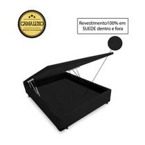 Cama Box Baú Luxo Blindado Viúva AColchoes Suede Preto 49x128x188 Cama Box Baú Luxo Blindado Viúva AColchoes Suede Preto 49x128x188
