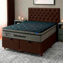 Cama Box Bau Marrom + Cabeceira + Colchão Queen Confort Black Ortobom Cama Box Bau Marrom + Cabeceira + Colchão Queen Confort Black Ortobom