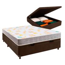 Cama Box Bau Marrom Casal + Colchão D20 Cama Box Bau Marrom Casal + Colchão D20