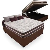 Cama Box Baú Marrom Casal Colchão Molas Ensacadas Classic Superlastic Anjos Cama Box Baú Marrom Casal Colchão Molas Ensacadas Classic Superlastic Anjos