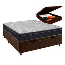 Cama Box Bau Marrom + Colchão Casal Airtech 150 Ortobom Cama Box Bau Marrom + Colchão Casal Airtech 150 Ortobom