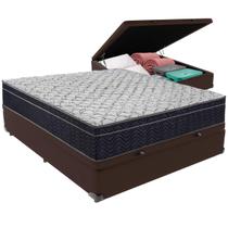 Cama Box Baú Marrom e Colchão Airtech 150 Espuma D45 Casal Ortobom