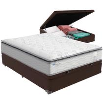 Cama Box Baú Marrom e Colchão Amsterdã Molas Ensacadas Casal Probel Cama Box Baú Marrom e Colchão Amsterdã Molas Ensacadas Casal Probel