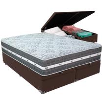 Cama Box Baú Marrom e Colchão Black Graphite Molas Ensacadas King 193x203X27 Anjos Cama Box Baú Marrom e Colchão Black Graphite Molas Ensacadas King 193x203X27 Anjos