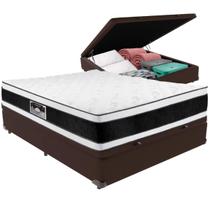 Cama Box Baú Marrom e Colchão Black & White Air Double Face Espuma D33 Casal Castor