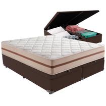 Cama Box Baú Marrom e Colchão Classic 22 cm Molas ensacadas Queen Anjos