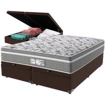 Cama Box Baú Marrom e Colchão Evolution Molas Ensacadas Queen Probel Cama Box Baú Marrom e Colchão Evolution Molas Ensacadas Queen Probel