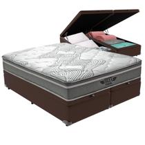 Cama Box Baú Marrom e Colchão Ibiza Molas Superlastic Queen V-Store 158x198x22