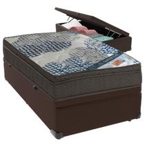 Cama Box Baú Marrom e Colchão ISO Superpocket Molas Ensacadas Solteiro Ortobom