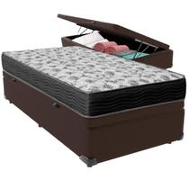 Cama Box Baú Marrom e Colchão ISO100 Espuma D33 Solteiro Ortobom Cama Box Baú Marrom e Colchão ISO100 Espuma D33 Solteiro Ortobom