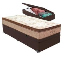 Cama Box Baú Marrom e Colchão Victory Molas Ensacadas Solteiro V-Store 88x188x30 Cama Box Baú Marrom e Colchão Victory Molas Ensacadas Solteiro V-Store 88x188x30