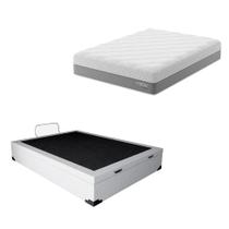 Cama Box Baú Martin Premium com Colchão Casal Sublime Mola Ensacada e Espuma Viscoelástica (32x138x188) Cinza e Branco