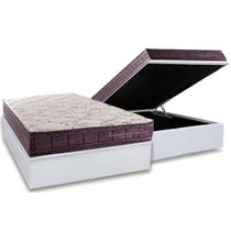 Cama Box Baú NOVO + Colchão Molas Kappesberg Ensacadas Inverno Verão + Base CRC Courano White