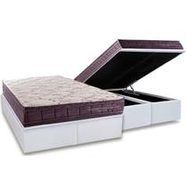 Cama Box Baú NOVO + Colchão Molas Kappesberg Ensacadas Inverno Verão + Base CRC Courano White
