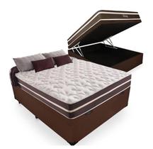 Cama Box Baú Premium Blindada Casal Com Colchão Anjos Classic Molas Superlastic 138x188 Marrom