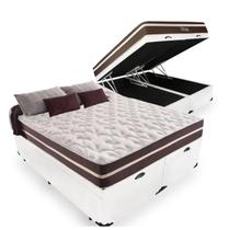 Cama Box Baú Premium Blindada Queen Size Bi Partido Com Colchão Anjos Classic Molas Superlastic 158x198 Branco