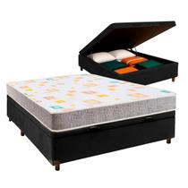 Cama Box Bau Preto Casal + Colchão D20