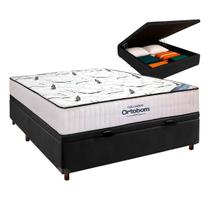 Cama Box Bau Preto + Colchão Casal High Foam Ortobom