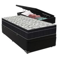 Cama Box Baú Preto E Colchão Airtech 150 Espuma D45 Solteiro Ortobom