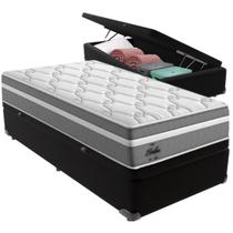 Cama Box Baú Preto e Colchão Berlim Molas Ensacadas Solteiro Probel Cama Box Baú Preto e Colchão Berlim Molas Ensacadas Solteiro Probel
