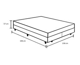 Cama Box Baú Queen 158 Bipartido Tecido Sintético Branco com Colchão Lisboa Espuma D28 Preto