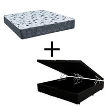 Cama Box Baú Queen 158 Tecido Preto Com Colchão Alegro Bello Box D28 Cinza 58x158x198 Cama Box Baú Queen 158 Tecido Preto Com Colchão Alegro Bello Box D28 Cinza 58x158x198