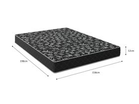 Cama Box Baú Queen 158 Tecido Sintético Branco Com Colchão Espuma D20 - Tampo Preto Bello Box 12cm