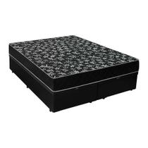 Cama Box Baú Queen 158 Tecido Sintético Preto Com Colchão Espuma D20 - Tampo Preto Bello Box 12cm Cama Box Baú Queen 158 Tecido Sintético Preto Com Colchão Espuma D20 - Tampo Preto Bello Box 12cm