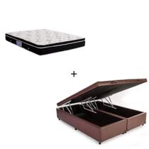 Cama Box Baú Queen 158cm Sintético Marrom com Colchão De Espuma - D26 Ortobom Nanolastic Physical 158cm