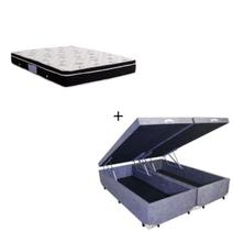 Cama Box Baú Queen 158cm Suede Cinza com Colchão De Espuma - D26 Ortobom Nanolastic Physical 158cm Cama Box Baú Queen 158cm Suede Cinza com Colchão De Espuma - D26 Ortobom Nanolastic Physical 158cm
