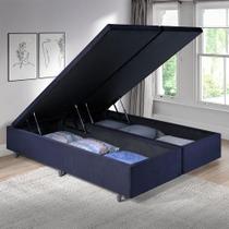Cama Box Baú Queen 158x198x34cm Suede Preto com Pistão a Gás