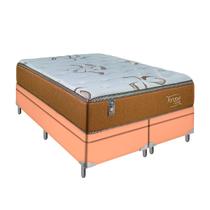 Cama Box Baú Queen Bege Colchão Toronto Euro Pillow Portobel