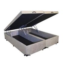 Cama Box Baú Queen Bipartido 158 Bello Box - Suede Bege