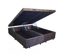 Cama Box Baú Queen Bipartido 158 Bello Box - Suede Marrom