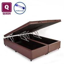 Cama Box Baú Queen Bipartido 158 - Bello Box Tecido Sintético Marrom