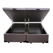Cama Box Baú Queen Bipartido Belos Sonhos Sintético Marrom 41x158x198