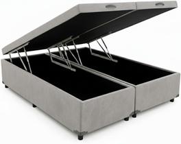 Cama Box Baú Queen Bipartido Blindado 158x198 material sintético Cama Box Baú Queen Bipartido Blindado 158x198 material sintético