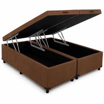 Cama Box Baú Queen Bipartido Blindado 158x198 Suede Cama Box Baú Queen Bipartido Blindado 158x198 Suede