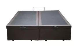 Cama Box Baú Queen Bipartido Blindado Sintético Marrom Com Pistão A Gás Cama Box Baú Queen Bipartido Blindado Sintético Marrom Com Pistão A Gás
