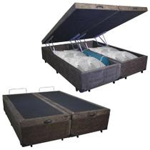 Cama Box Baú Queen Bipartido Blindado Starflex Suede Marrom 158x198x42