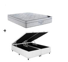 Cama Box Baú Queen Bipartido Branco Colchão Freedom Molas Ensacadas 158x198 - Ortobom