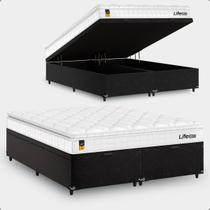 Cama Box Baú Queen Bipartido + Colchão Life D33 Pillow Top