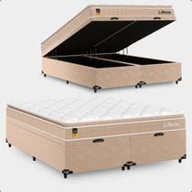 Cama Box Baú Queen Bipartido + Colchão Life D33 Pillow Top