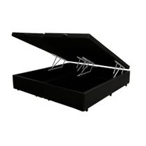 Cama Box Baú Queen Bipartido Homequeen Sintético Preto 41x158x198 Cama Box Baú Queen Bipartido Homequeen Sintético Preto 41x158x198