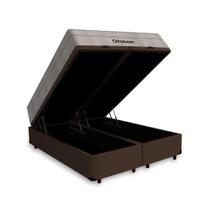 Cama Box Baú Queen Bipartido Marrom Colchão Molas Ensacadas Airtech SpringPocket 158x198 - Ortobom