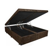 Cama Box Baú Queen Bipartido Marrom Suede 158x198 Cama Box Baú Queen Bipartido Marrom Suede 158x198