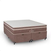Cama Box Baú Queen Bipartido + Paris Molas Ensacadas Pocket - 66x158x198cm - Várias Cores