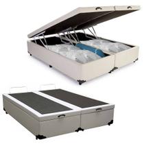 Cama Box Baú Queen Bipartido Sintético Branco EMTH 158x198x40