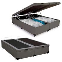 Cama Box Baú Queen Bipartido Sintético Mega Cama Cinza 158x198x45cm